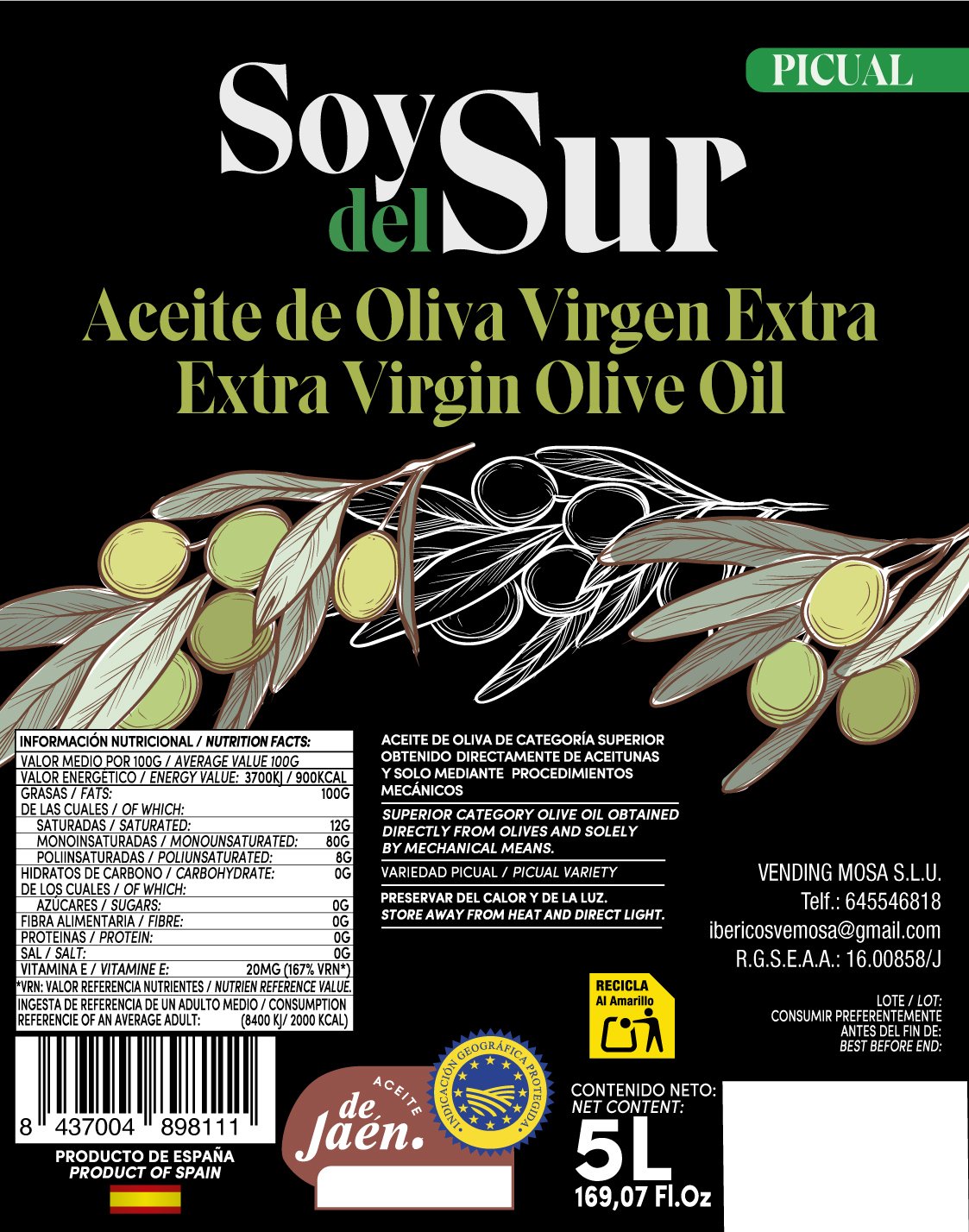 Aceite de Oliva Virgen Extra Picual 1
