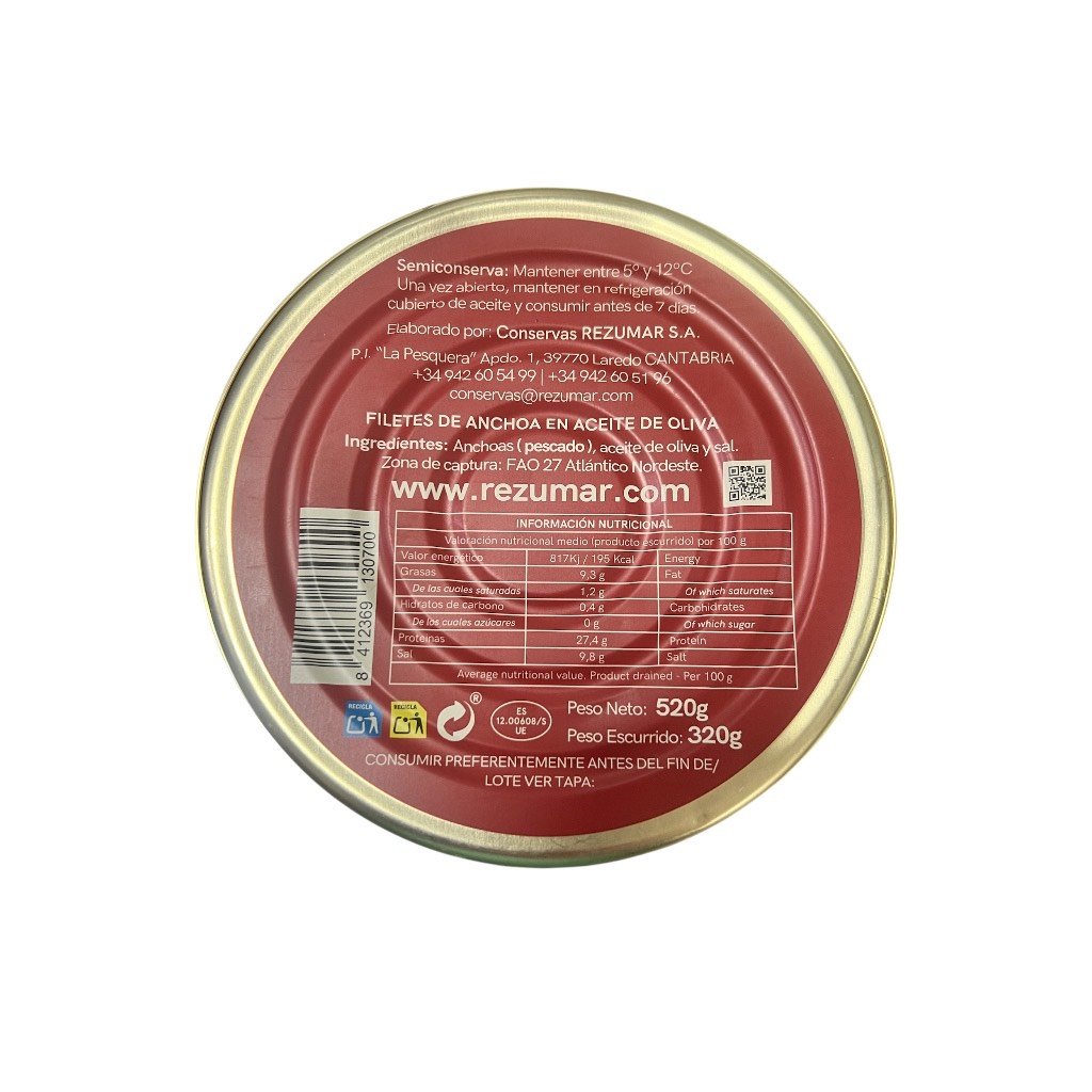 Anchoas del Cantábrico Rezumar Etiqueta Roja en Aceite de Oliva 2